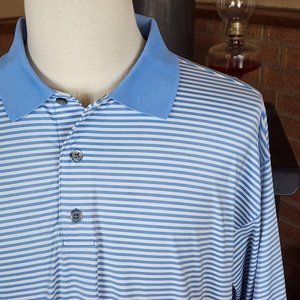 FootJoy Prodry Lisle Light Blue and White Striped Polo Size XL